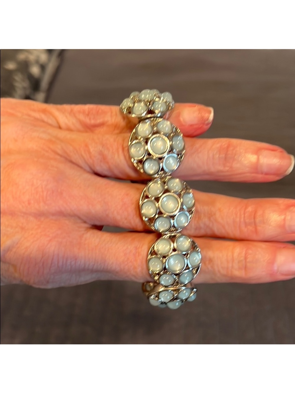 LOFT Gold-Tone Bracelet with Cream Cabochon Accents